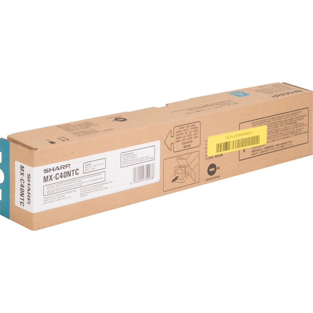Sharp MX-C40NTC Original Laser Toner Cartridge - Cyan - 1 Each - 10000 Pages