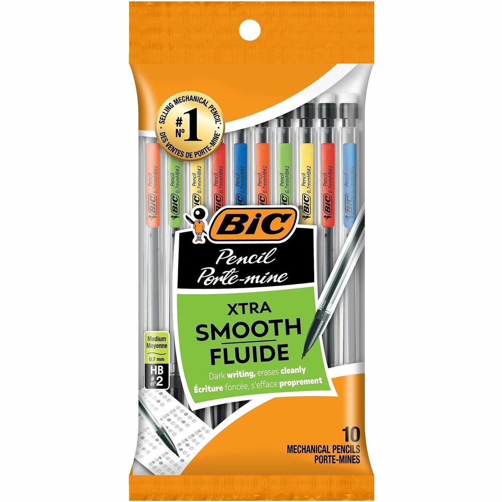 BICMPP101 - Each mechanical pencil offers the write-out of 2.5 wood-case pencils. Design includes a top advance. Each mechanical pencil includes three full-length, No. 2 leads.