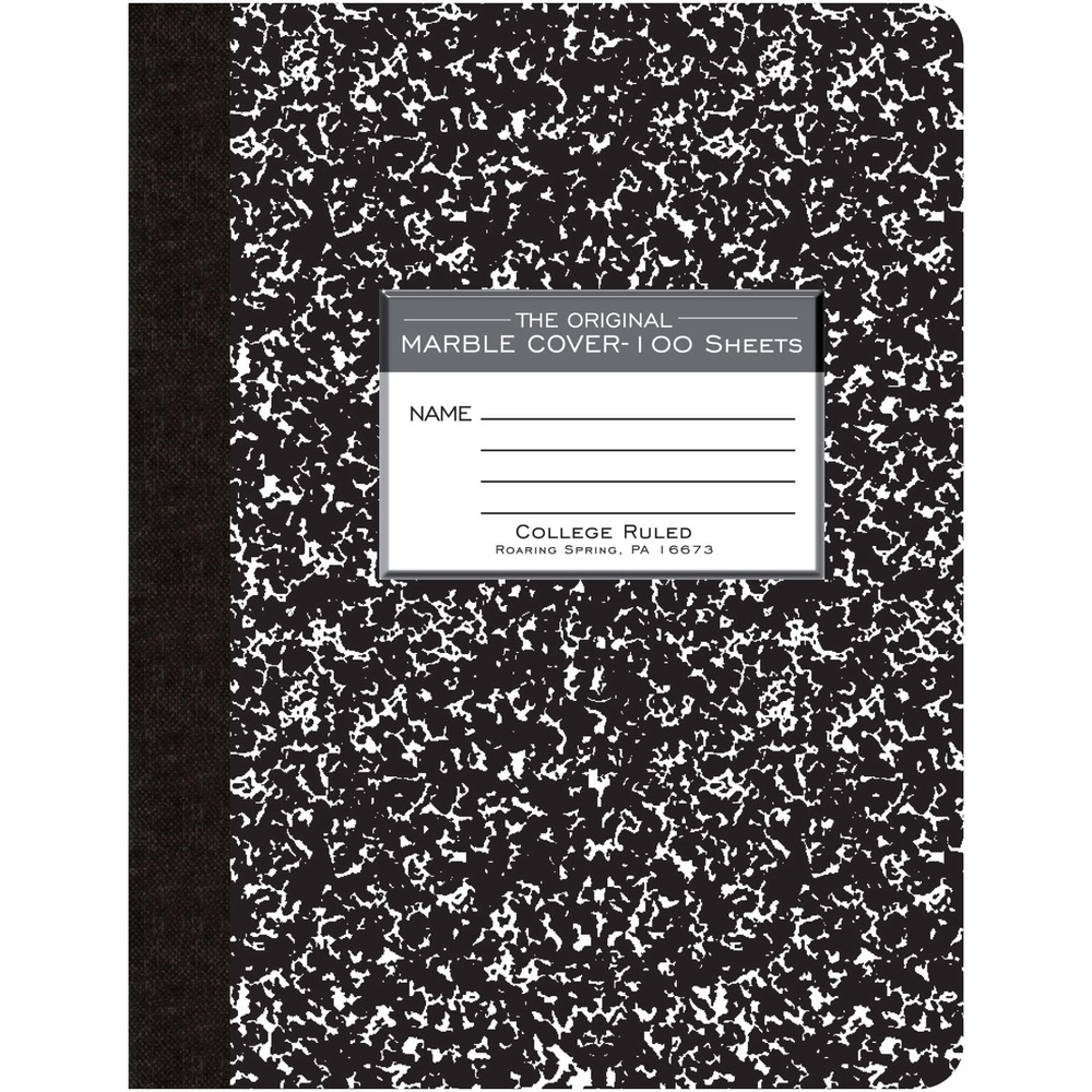 ROA77264 - Composition book contains 100 sheets of 15 lb. college-ruled paper. Ideal for note-taking. Design features a center-sewn hard cover.