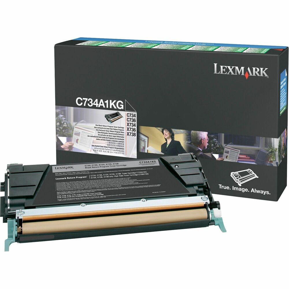 LEXC734A1KG - Return Program toner cartridge is designed for use with Lexmark C734, C736, X734, X736 and X738 laser printer series. Superior Lexmark design means precision pairing between printer and cartridge for value, quality and environmental responsibility you can count on. Enjoy outstanding results page after page, year after year. Lexmark Return Program Cartridges are sold at a discount, vs. the prices of regular cartridges, in exchange for the customer's agreement to use the cartridge only once and return it only to Lexmark for remanufacturing or recycling. Cartridge yields approximately 8,000 pages.