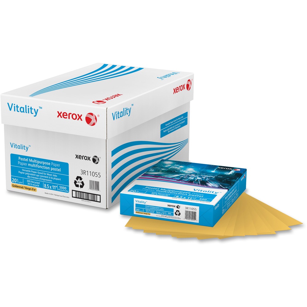 XER3R11055 - Vitality Pastel Multipurpose Paper is versatile enough for most jobs. Colorful paper is great for color-coding and organizing. It is designed to run in all types of printers and copiers. Design is environmentally responsible with post-consumer recycled and FSC certified fiber.
