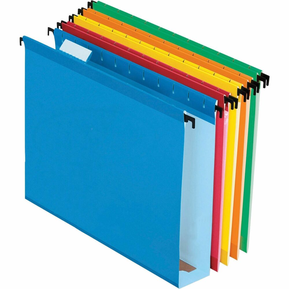 PFX6152X2ASST - Hanging file folders feature extra capacity and SureHook technology with revolutionary, built-in tension springs so the rods bend less. Folders stay on rails and slide with ease. Rods and hooks are strong and sturdy. Folders work with existing filing systems and expand 2" to hold letter-size documents. Design features 1/5 cut tabs.