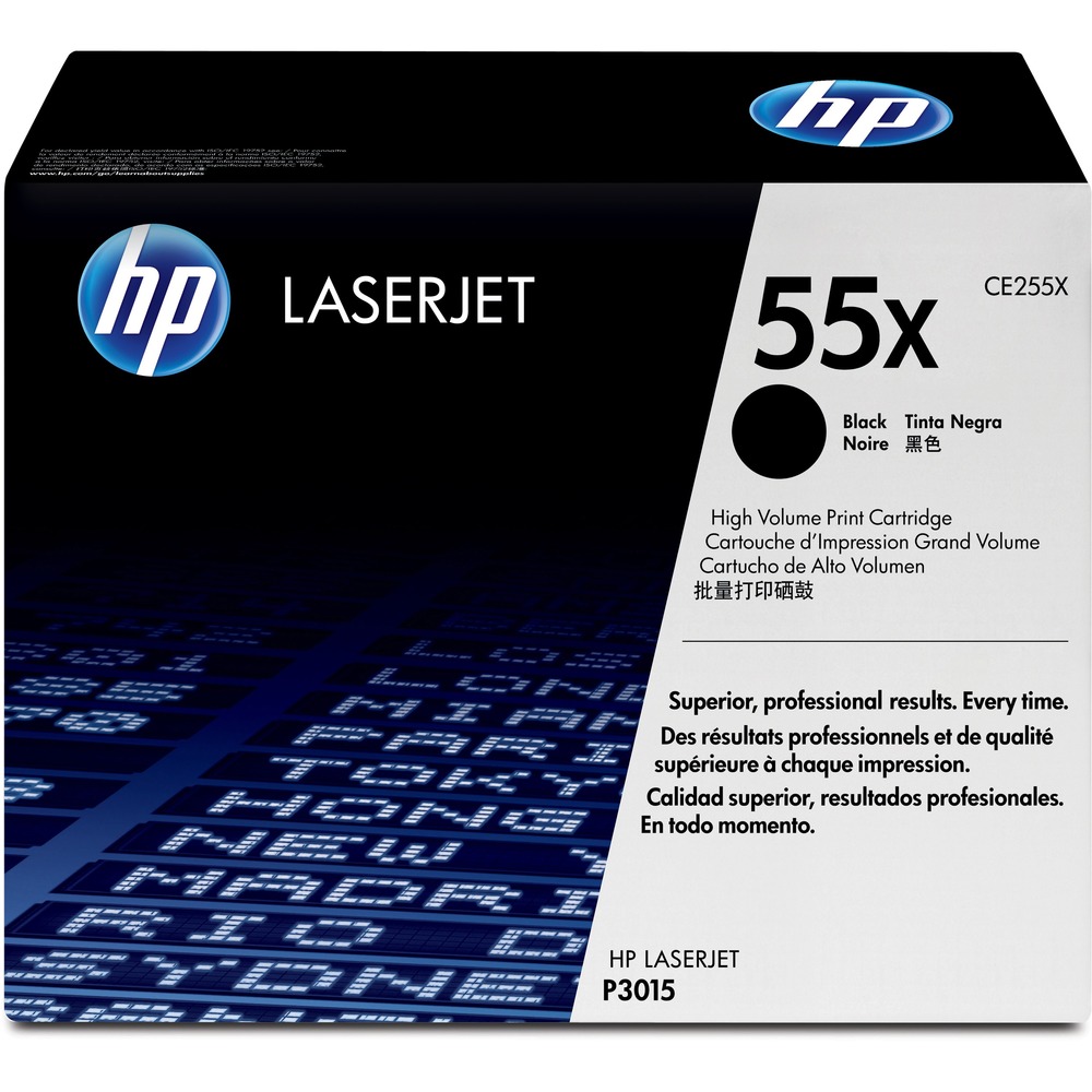 HEWCE255X - High-capacity toner cartridge delivers trouble-free printing, page after page, for peak office efficiency, day after day, in your HP LaserJet P3015 Series, Enterprise 500 MFP M525f, Enterprise 500 MFP M525dn, Enterprise Flow M525c and LaserJet Pro MFP M521dn. Uniquely formulated HP toner, the proven all-in-one cartridge design and built-in intelligence make Original HP toner cartridges the time-saving, cost-effective choice. Cartridge yields approximately 12,500 pages. More from the Manufacturer
