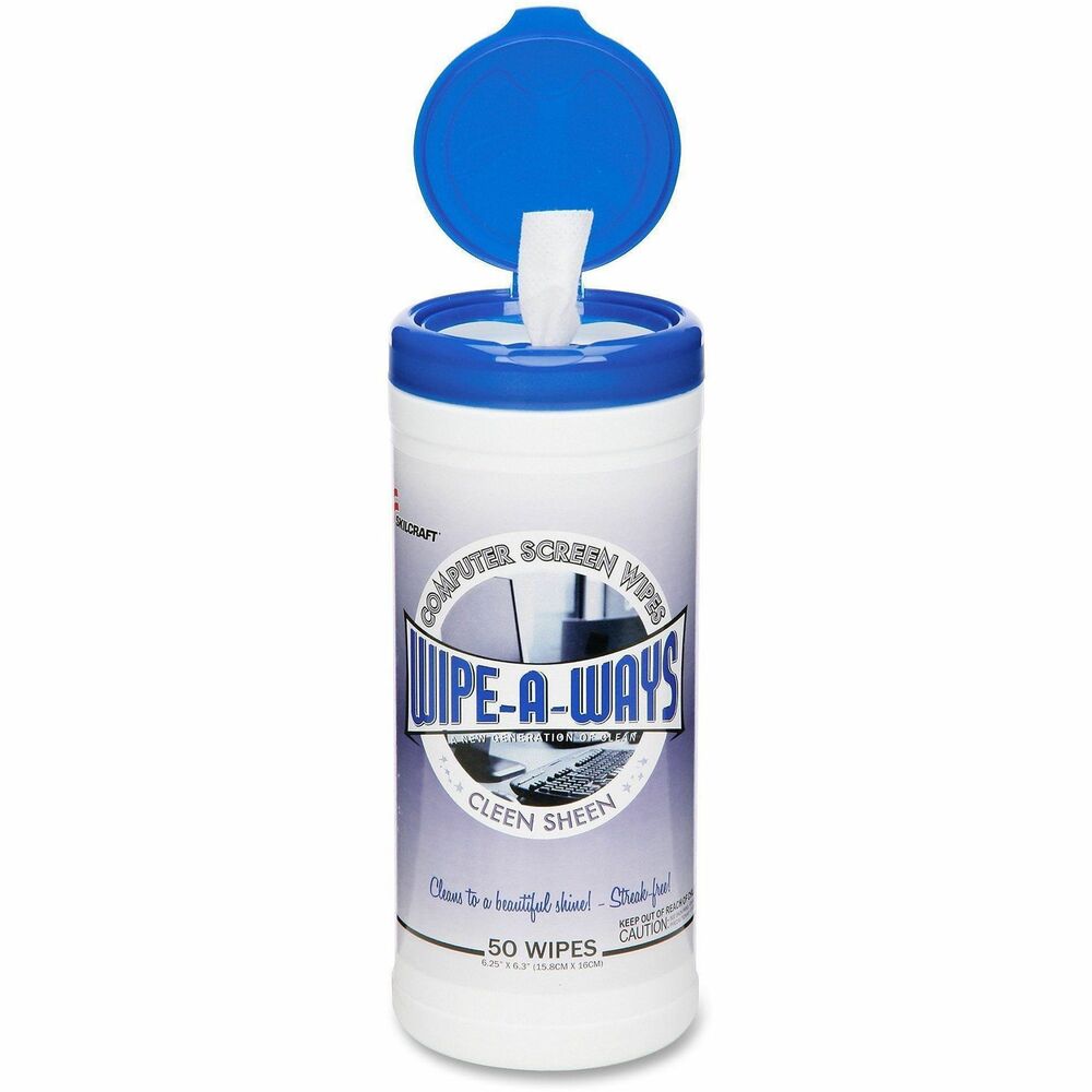 NSN4541138 - Pre-moistened, antistatic, computer screen wipes safely remove dirt and smudges from computer screens. These 6-3/10" x 6-1/4" nonabrasive, lint-free wipes come in a convenient pop-up dispenser. 