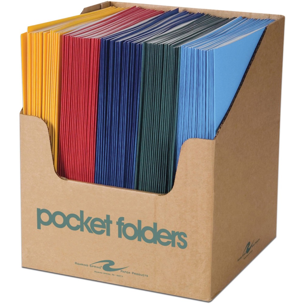 ROA50200 - Folders have two pockets that are die-cut for a business card and diskette. Each folder is made of heavy-duty stock.