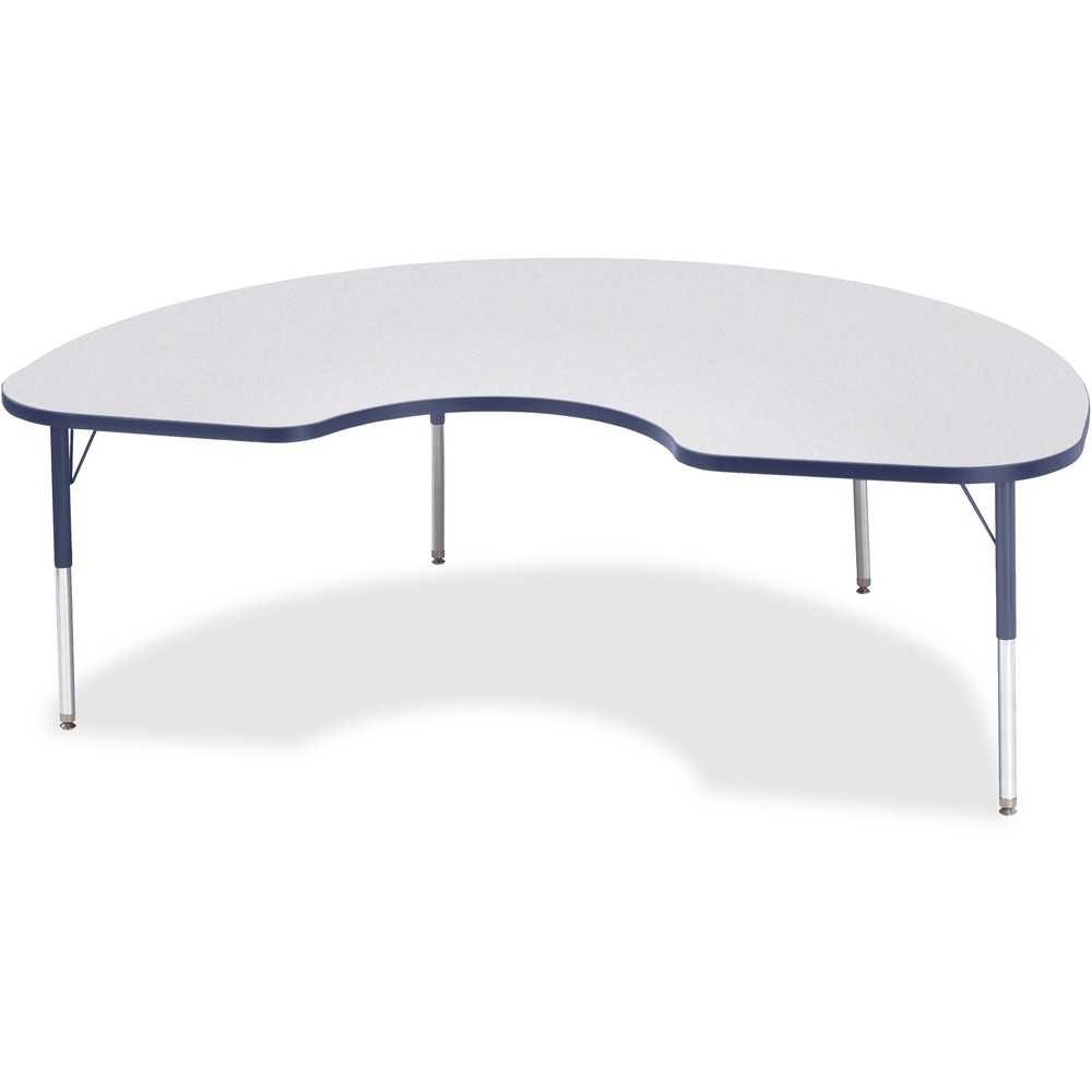 JNT6423JCE112 - Let children safely work on their favorite arts and crafts on this kidney-shaped activity table. Laminate is durable and features an easy-to-clean surface. TRUEdge is permanently thermo-fused to the edges to prevent chipping. Extra-safe, dual-screw steel legs allow you to easily adjust the height of the table. Powder-coated, adjustable legs can be repositioned in 1" increments to provide maximum comfort for children. Leg guides reduce squeaks, prevent snags and eliminate rusting.