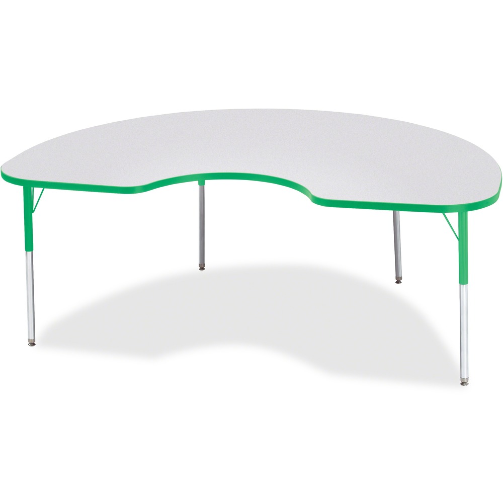 JNT6423JCA119 - Kidney-shaped activity table for adults is perfectly sized to let you work comfortably. Laminate is durable and features an easy-to-clean surface. TRUEdge is permanently thermo-fused to the edges to prevent chipping. Extra-safe, dual-screw steel legs allow you to easily adjust the height of the table. Powder-coated, adjustable legs can be repositioned in 1" increments to provide maximum comfort. Leg guides reduce squeaks, prevent snags and eliminate rusting.