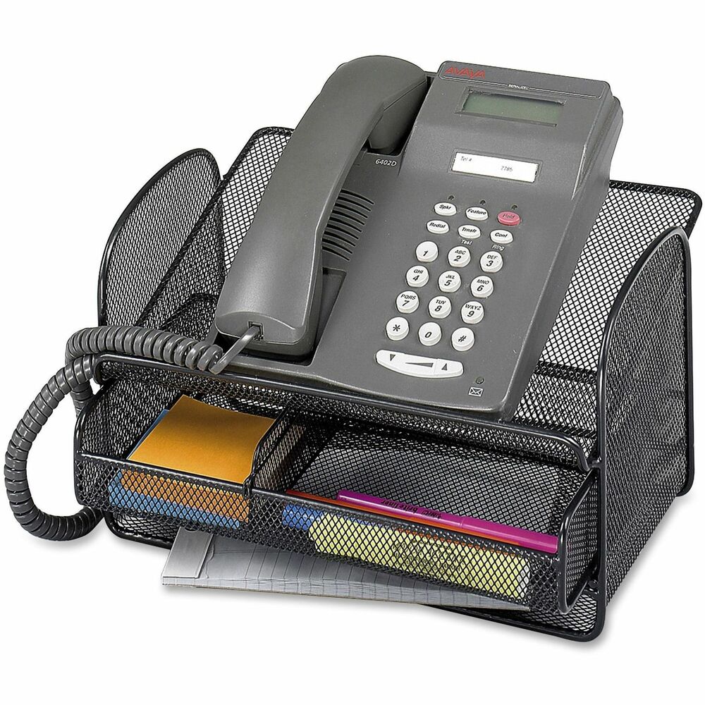 SAF2160BL - Telephone stand features a storage drawer with an adjustable, removable divider. Easily keep notepads, pens, pencils and other supplies close at hand to handle every phone call that comes in. Stand is made of steel mesh and weighs 1 lb.