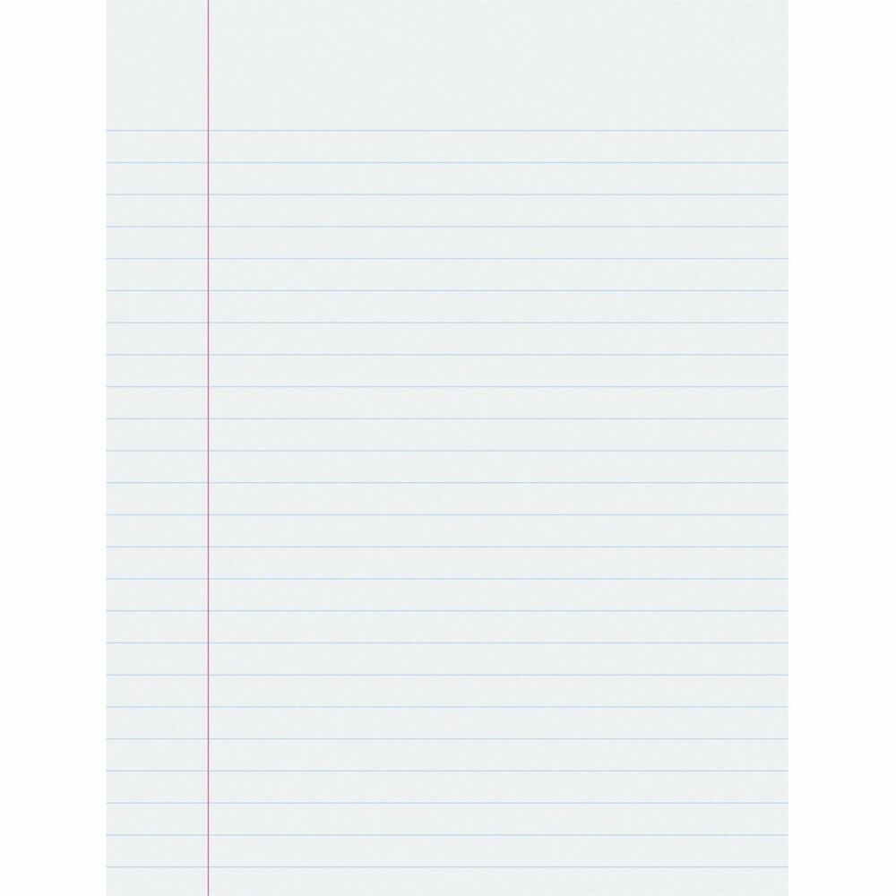 PAC2431 - Quality writing paper is excellent for themes and penmanship. Clear, smooth white bond is ruled on both sides for a wide variety of uses. Recyclable composition paper is not hole-punched. Both sides are printed with a 3/8" ruling and red margin.