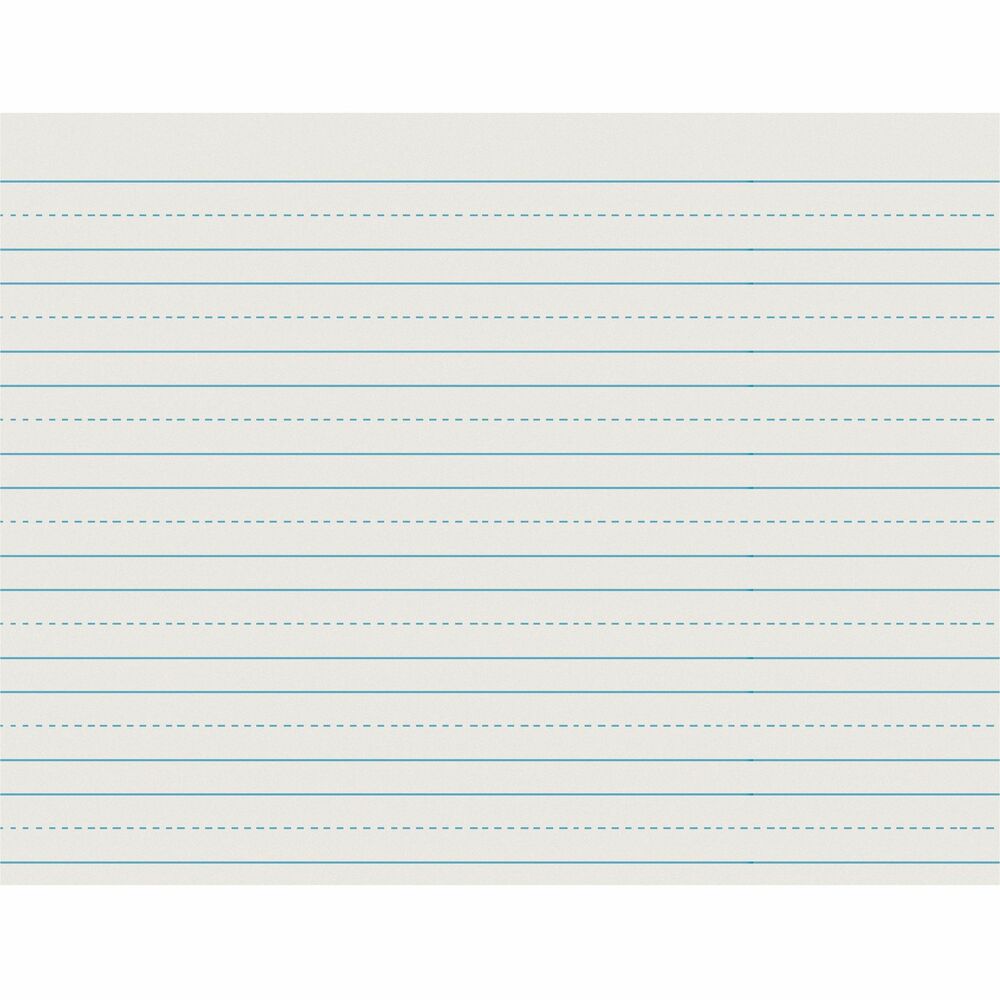 PAC2635 - Letter-size practice paper is perfect for honing handwriting skills. Clear, white newsprint has light blue ruling on both sides. Sheets are ruled 3/4" the long way, and 3/8" dotted center line serves as a guide for controlled writing. The 3/8" skip space allows room for letter descenders. Skip-A-Line Newsprint is recyclable.