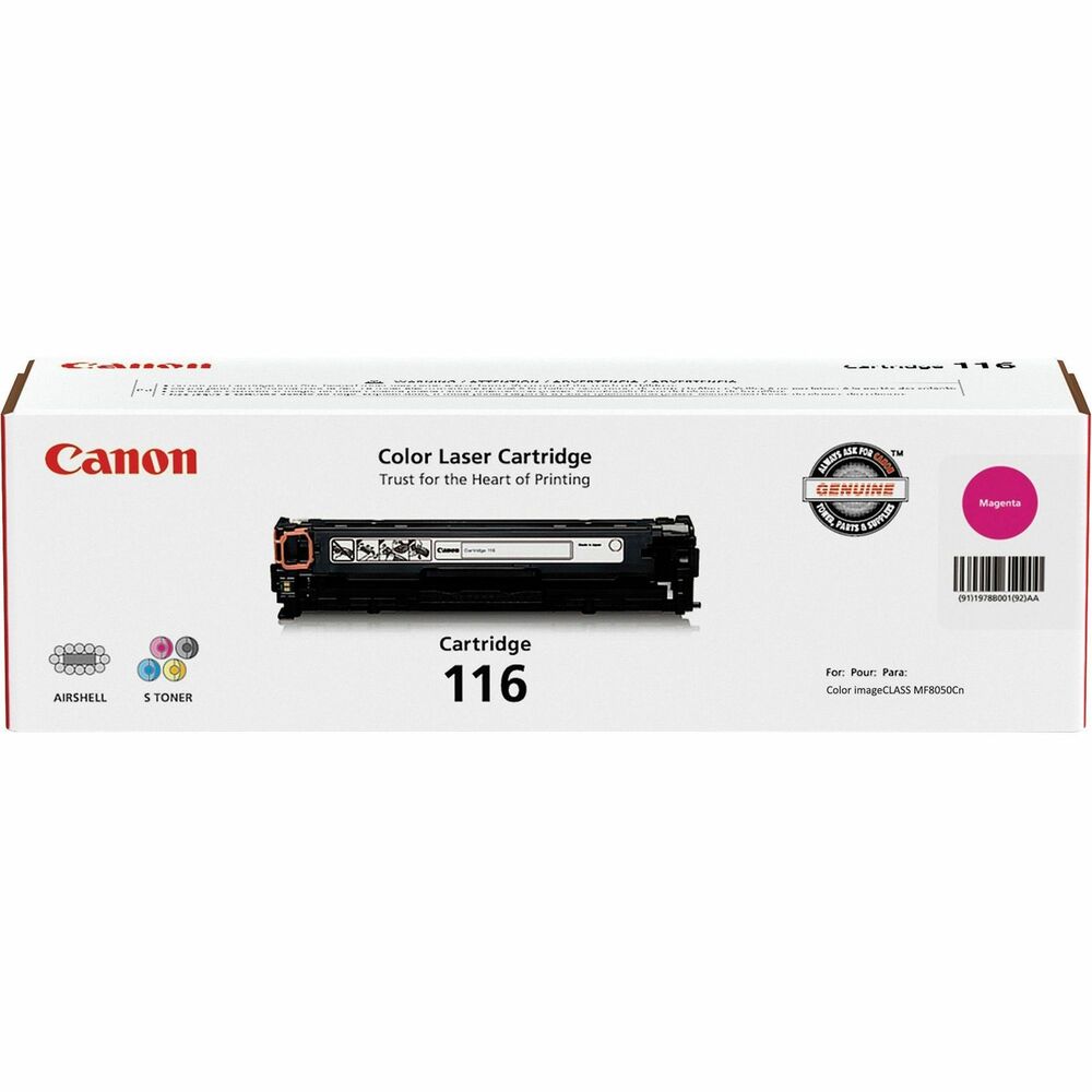 CNMCRTDG116MA - Toner cartridge is designed for use with Canon imageClass MF8050 and MF8080CW. With Canon Genuine Fax cartridges, you can be sure you have the right supplies for your printing needs. Using Canon Genuine products means a longer life for your Canon equipment, high yields, superior performance and the highest-quality output for your machine. Color cartridge yields approximately 1,500 pages.