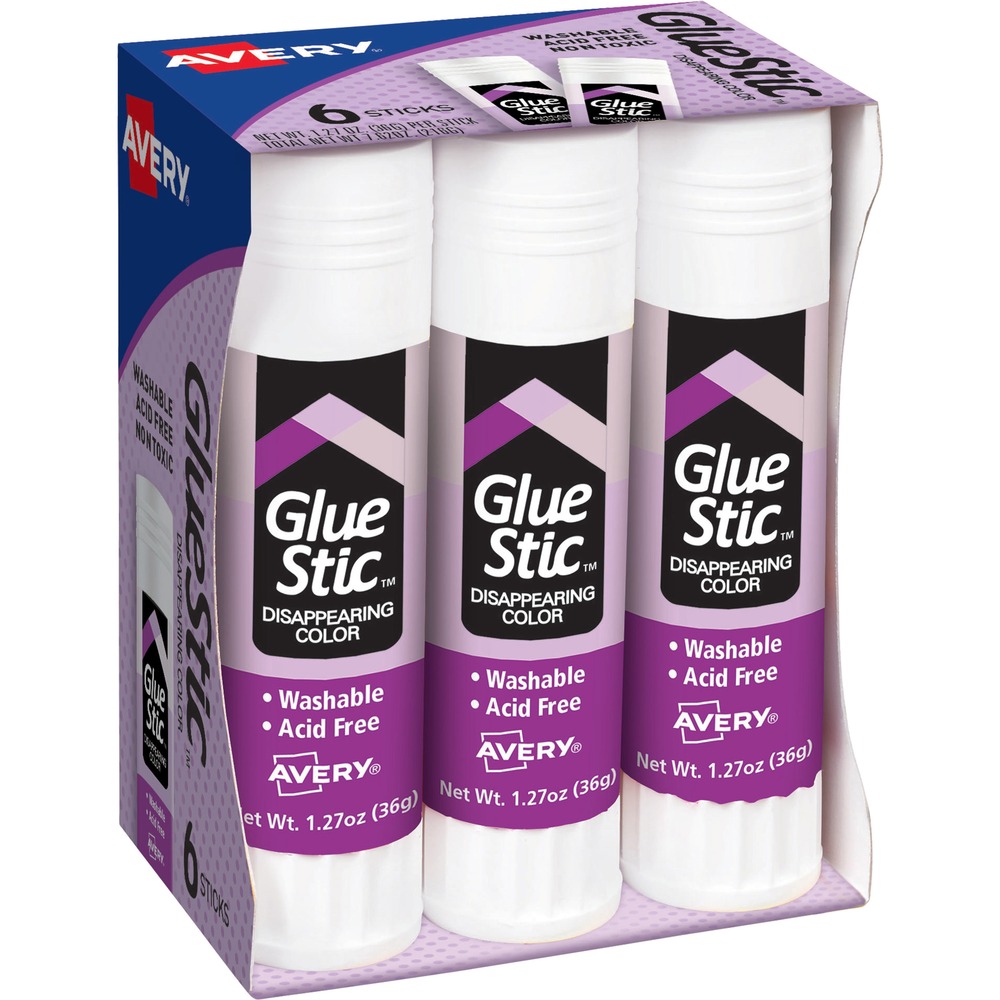 AVE98071 - Confidently apply adhesive to every spot that needs it with this Disappearing Color Glue Stic. The permanent adhesive goes on purple to show exactly where you've applied it and then dries clear. The fast-drying glue applies smoothly and neatly to paper, cardboard, fabric and photos, making it ideal for arts and crafts. Glue washes out of clothing. Nontoxic formula is acid-free and archival-safe to protect photos. With this Glue Stic, you can apply glue without leaving a visible trace. More from the Manufacturer