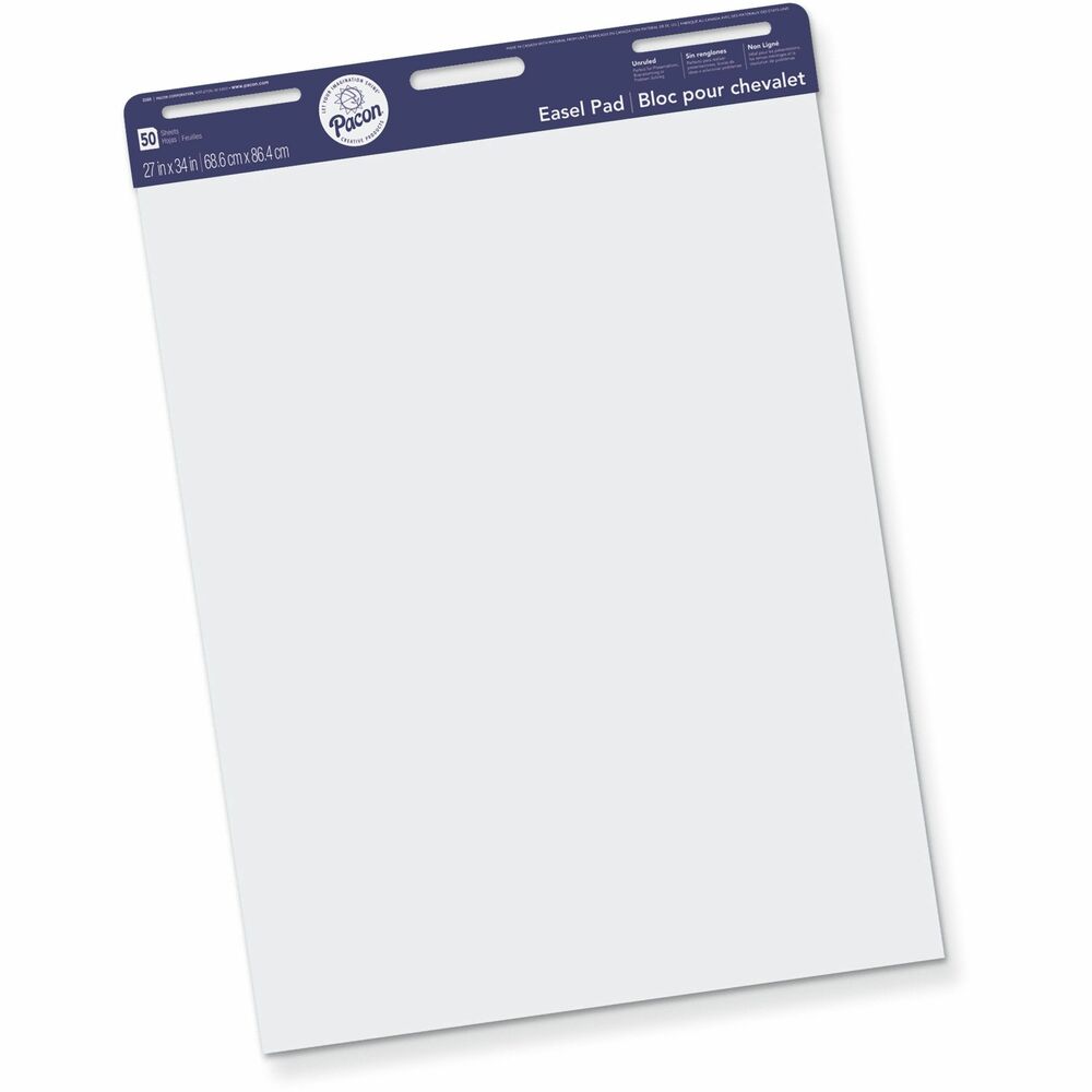 PAC3385 - Easel pads work great for meetings, presentations and classroom anchor charts. They feature high-quality, white sulphite bond paper and a convenient carrying handle for easy transportation. Easel pad is recyclable.