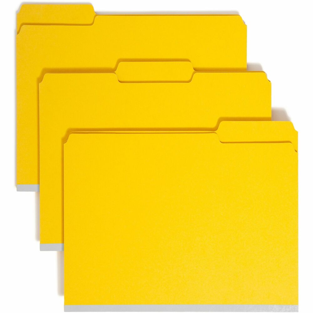 SMD14939 - Pressboard Fastener Folders feature patented, SafeShield Coated Fastener Technology to resolve your fastener challenges. SafeShield helps prevent paper tears, finger cuts and excessive fastener crinkling. Installed 2" fasteners hold papers securely inside folders and prevent papers from falling out or getting lost. The bonded-style, coated fasteners are in positions No. 1 and 3. Folders have 1/3 cut tabs in assorted positions and a 2" expansion to hold plenty of documents. Each folder is made of 25 point colored Pressboard stock and a high percentage of recycled material.
