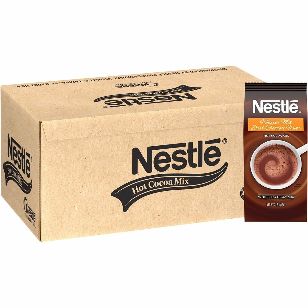NES42850 - Nestle Hot Cocoa Whipper Mix is a sweet cup of hot cocoa with a light, chocolatey flavor. Prepare hot chocolate mix by the cup or bag with hot water or milk or use in other food and beverage applications. Bulk, kosher dairy mix is perfect for cafeterias, restaurants, beverage stations and more. Store it in a cool, dry place up to 18 months.