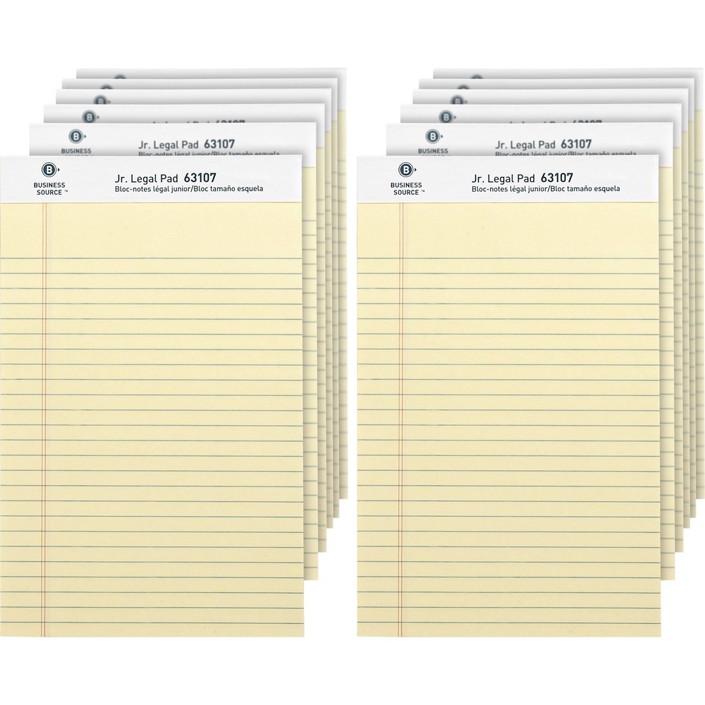 BSN63107 - Writing pads feature microperforated sheets for clean tear-out and sturdy, 30 point chipboard backing. Each staple-bound pad contains 50 sheets of 16 lb. paper. Each sheet is junior-ruled with 9/32" line spaces and a 1" left margin.