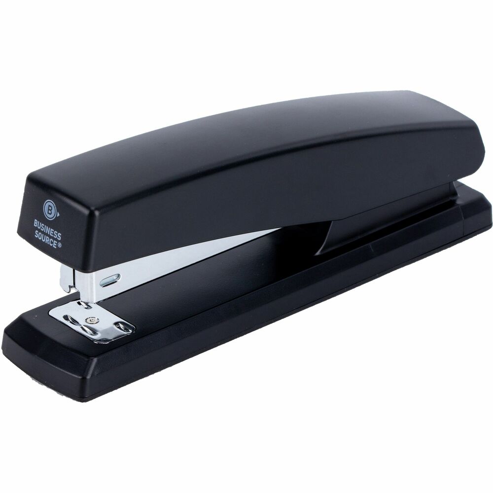 BSN65648 - Desktop stapler features all-metal working parts with an unbreakable plastic body. Fasten up to 20 sheets at a time. Rotating anvil allows stapling or pinning. Throat length is 3-1/2" (90mm). Stapler opens for tacking and uses a 210-strip of standard staples.