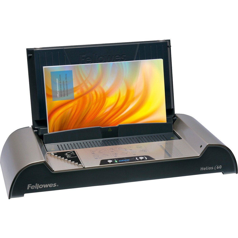 FEL5219501 - Thermal binding machine is ideal for frequent use in large offices. Bind up to 600 sheets in a single step. 1 to 3 minute thermal binding cycle has a 4-minute heat-up time. Auto document thickness detector selects thermal binding settings for the user. HeatShield safety barrier prevents accidental contact with the heating plate. Auto shutoff safety feature prevents overheating. Audio/visual indicators signal when machine is ready or job is complete. Advanced thermal binding machine also features a LED control panel for user-friendly access. Fold flat for storage. Use with thermal binding covers only.