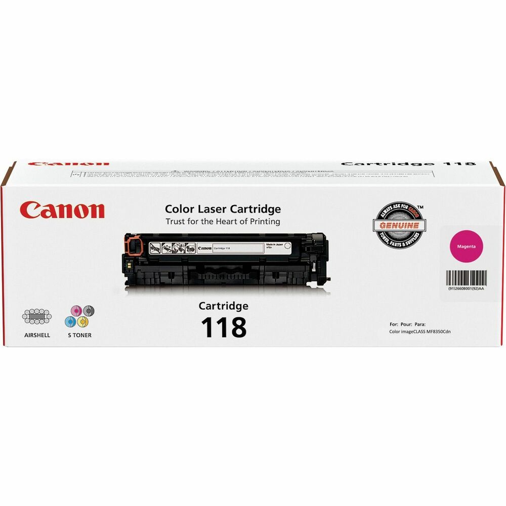 CNMCRTDG118MA - Toner cartridge brings out the best in your text and images. With Canon Genuine Toner cartridges, you can be sure you have the right supplies for your Canon imageClass MF8350CDN, MF8380Cdw and MF8580Cdw. Using Canon Genuine products means a longer life for your Canon equipment, high yields, superior performance and the highest-quality output for your machine. Color cartridge yields approximately 2,900 pages.