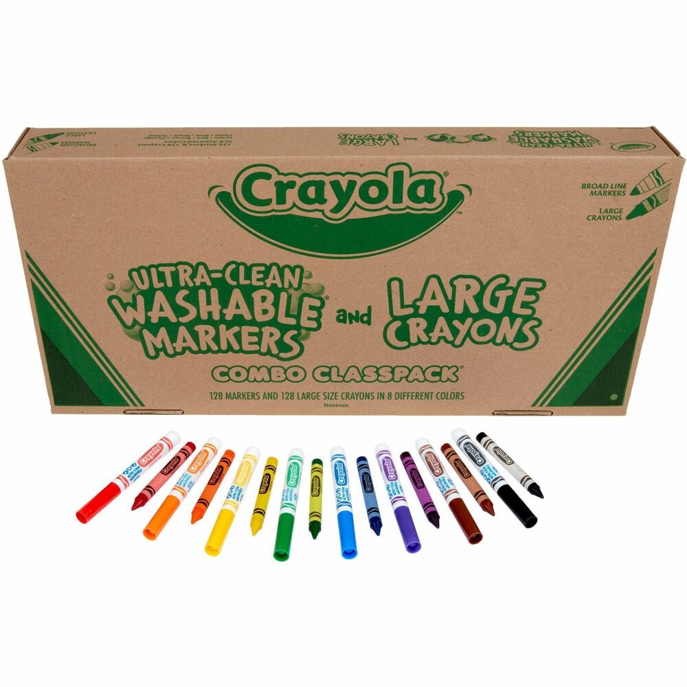 CYO523348 - Combination classpack includes a colorful assortment of large crayons and washable markers. Sturdy large-size crayons lay down bright colors and are easier for young children to grasp. Washable markers offer vibrant colors with superior washable technology. Crayons and markers are certified AP nontoxic.