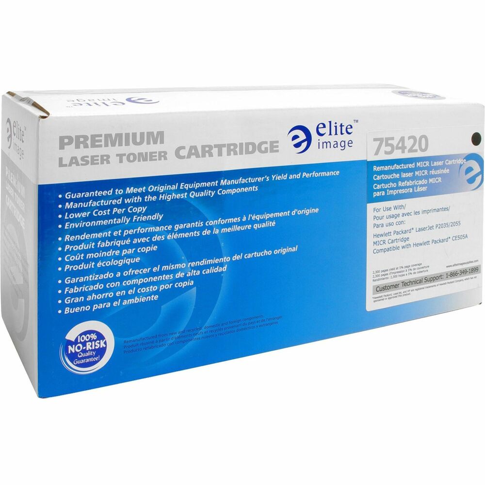 ELI75420 - MICR toner cartridge is designed for use with HP LaserJet P2035, P2035n, P2055dn and P2055x. Cartridge contains magnetic image character-recognition ink for security purposes in printing checks. Cartridge yields approximately 2,300 pages. More from the Manufacturer