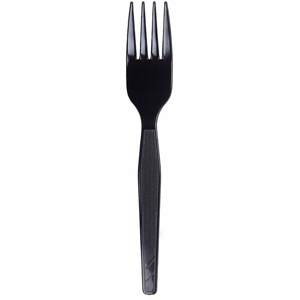 DXEFM517 - Plastic forks with an elegant black color are ideal for office parties, luncheons and breakroom use. Use with cold or hot foods. Utensils are made of medium-weight polystyrene for rigidity and flexibility as well as shatter-resistant and durable. Each fork measures 6-1/8". Efficient Dixie dense pack packaging helps conserve valuable storage space. More from the Manufacturer