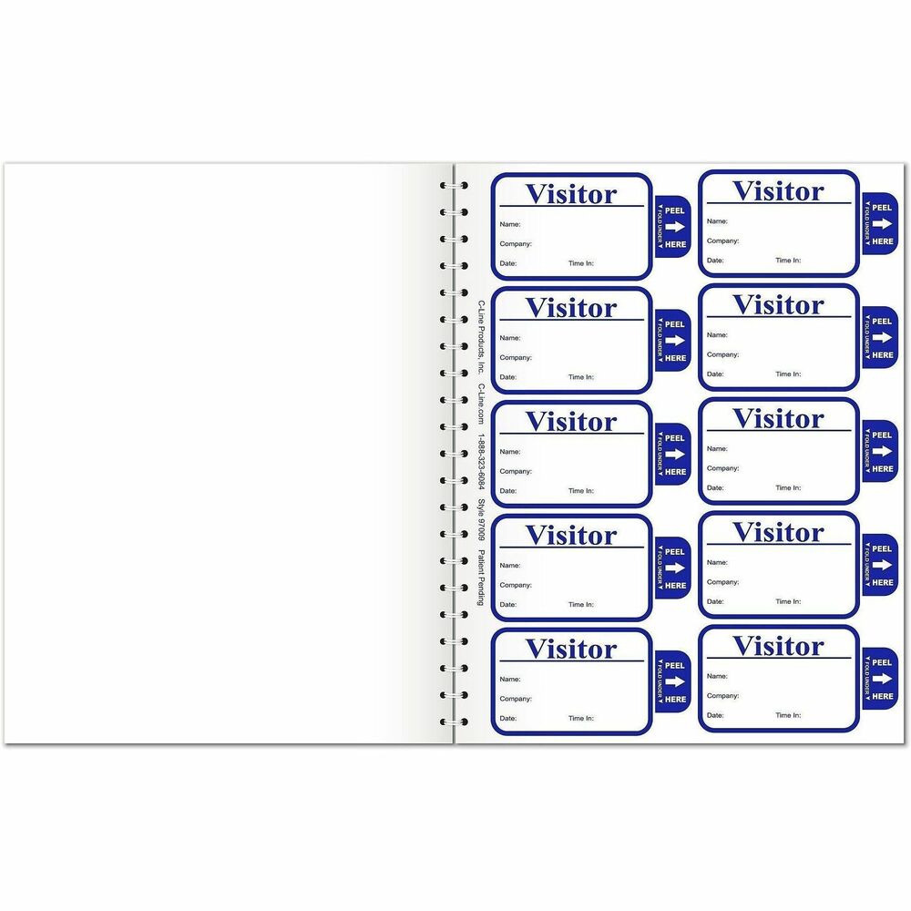 CLI97009 - Self-expiring visitor badges include a special registry log that creates a carbon copy of each badge as visitors fill out their badges. The carbon copies in registry book provide a written record of one-day badges to easily manage traffic in your facility. After 24 hours, expired badges reveal a highly visible color indicator that can be seen up to 50' away. Badges activate when liner is removed and tab is folded back to underside of badge.