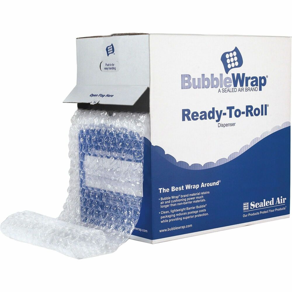 SEL90065 - Strong-grade bubble wrap with large, 1/2" high bubbles is designed to cushion fragile or valuable products. Ideal for use in mailrooms or small shipping areas. Bubble protective wrap offers significant air retention that equals better cushioning performance. Multiple impacts during the shipping cycle can cause material to compress without recovery, resulting in a loss of thickness and cushioning performance. Barrier Bubble material retains more than 90 percent of its protection. Protective wrap comes in the Ready-To-Roll Dispenser Carton for self-dispensing and easy-tear convenience.