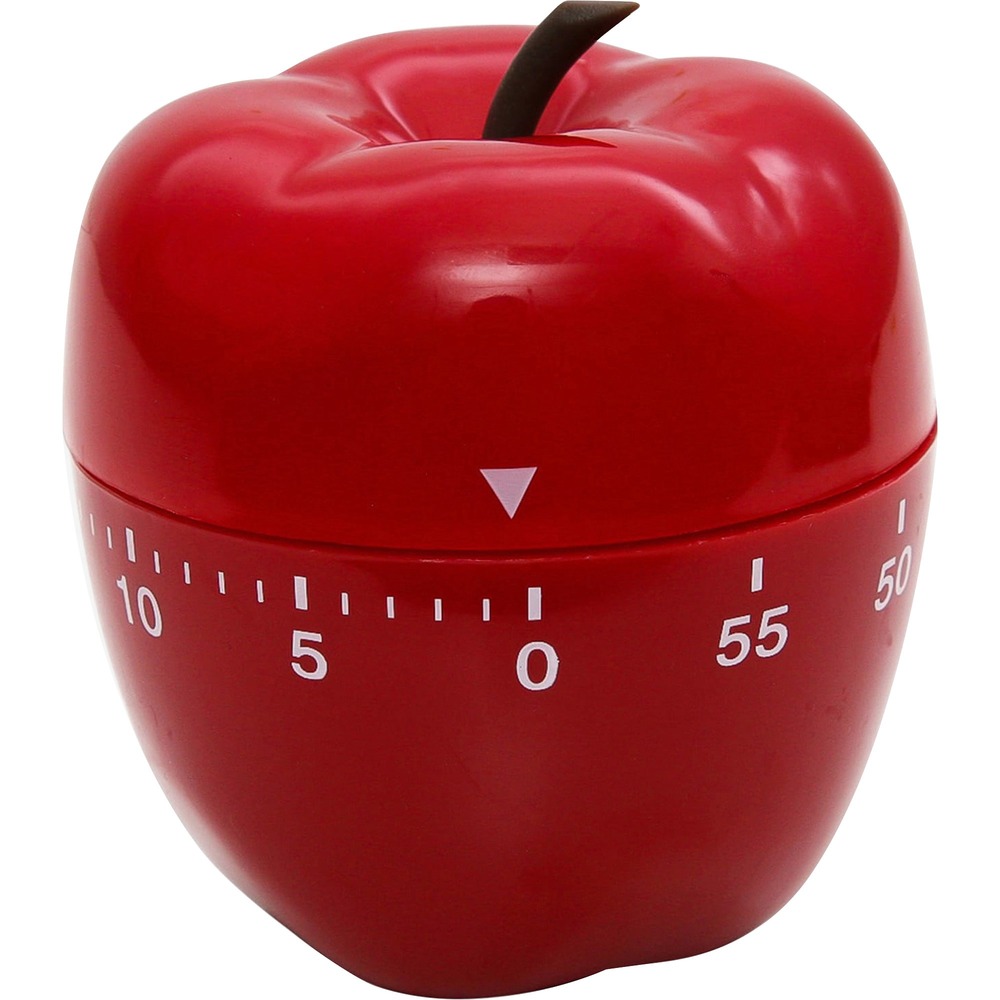 BAU77042 - Apple-shaped timer is ideal for the classroom and provides a fun way to keep track of time for up to 60 minutes. Easy-to-use design requires a simple twist to set it accordingly. Timer does not require batteries. More from the Manufacturer