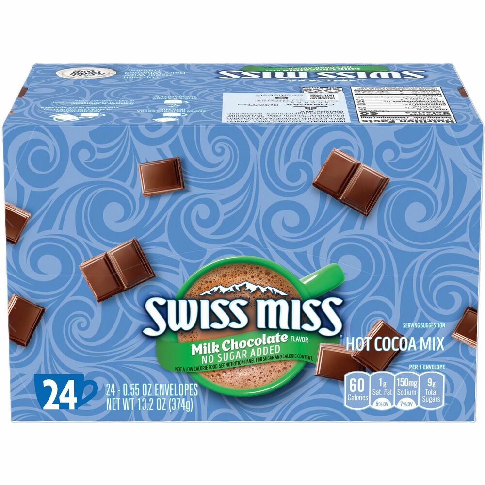SWMHUN55584 - Swiss Miss Hot Chocolate Mix comes in individual packets with each containing the perfect amount of powdered mix to create one cup of hot chocolate with no sugar added.
