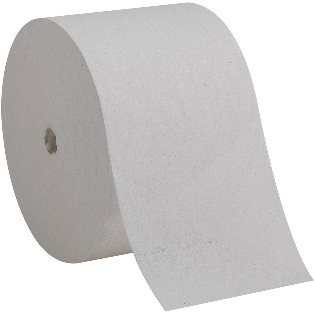GPC19374 - Compact Coreless Two-Ply Toilet Paper is specifically designed to increase capacity. It allows you to convert existing dispensers with the use of specially designed dispenser spindles. With 3,000 sheets per roll, this one-ply tissue reduces service calls to refill dispensers and reduces the risk of runout. No core allows 100 percent toilet paper usage plus eliminates stub roll waste. Compared to GP PRO standard toilet paper, this toilet paper uses 95 percent less packaging by eliminating cardboard cores, inner wraps and other corrugated materials. It uses post-consumer recycled fiber and meets or exceeds EPA Comprehensive Procurement Guidelines. This product meets Green Seal Standard GS-1 based on chlorine-free processing, energy and water efficiency. Being USDA Certified Biobased, this toilet paper is derived from plants and other renewable agricultural, marine and forestry materials and provides an alternative to conventional petroleum-derived products.