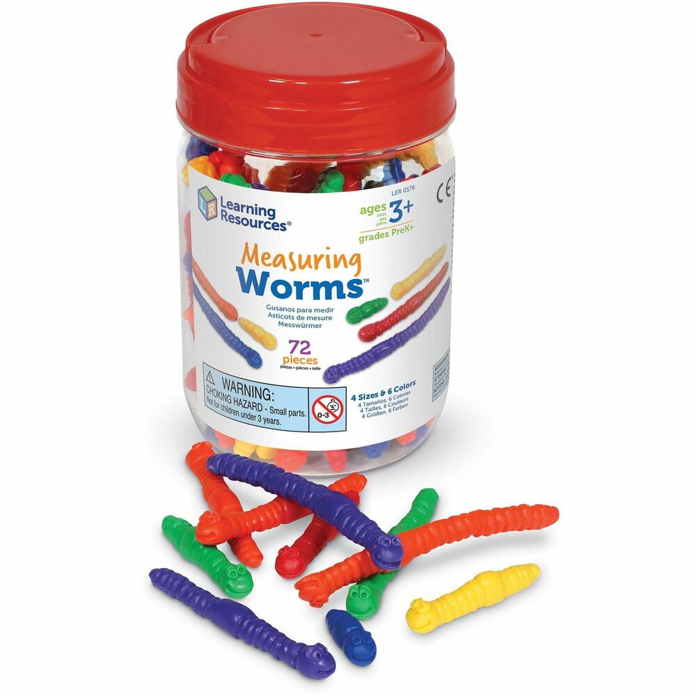 LRNLER0176 - Give students a better grasp on their math skills with these squishy, colorful worms. Multiple colors and sizes help make counting, sorting and measuring fun. Measuring worms are designed for children ages 3 and up.
