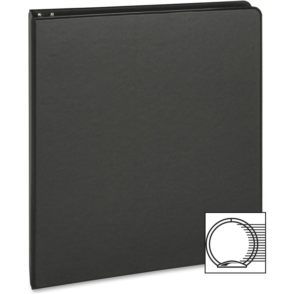 BSN09976 - Basic round-ring binder features two triggers on the ring mechanism that provide easy access to your documents. Back-mounted metal rings allow pages to lie flat. 1" capacity holds up to 225 letter-size sheets. Clear pockets inside front and back covers offer extra document storage with a 30-sheet capacity for each pocket. Design also features a sturdy chipboard core and exposed rivets. Three-ring binder is made of polypropylene.