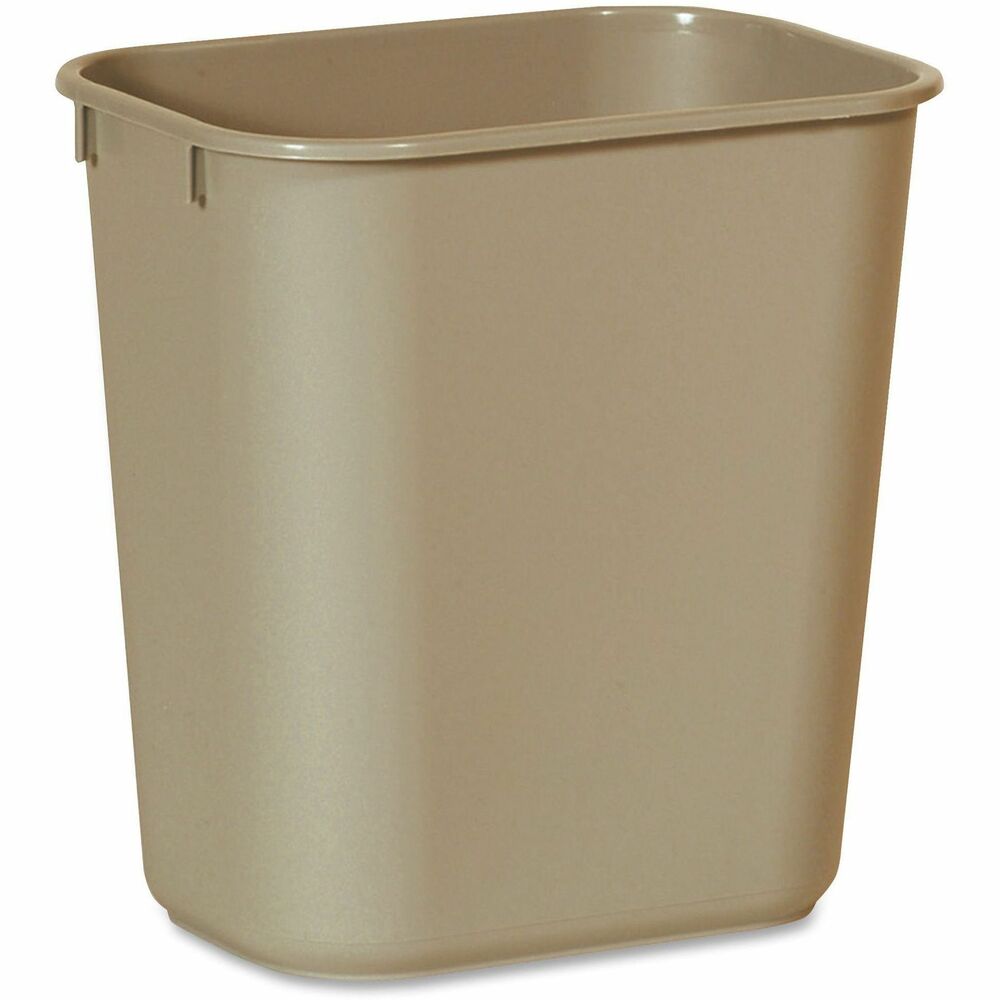 RCP295500BG - Space-efficient deskside wastebasket is durable and easy to clean. It fits under standard desk height even when a swing top (sold separately) is fully extended. All-plastic construction won't chip, rust or dent. Rolled rims add strength. Wastebasket will not mar furniture or floors.