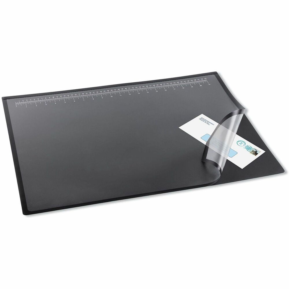 AOP41700S - Logo Pad Lift-Top Desk Organizer features a clear, nonglare overlay to showcase agendas, photos, notes, reference lists and memos for quick reference. Clear top overlay provides a printed Imperial and metric ruler along with a protractor for angle measure. Logo pad has a nonslip recycled rubber base that includes post-consumer recycled material. Store documents, photos or other reference materials between layers to keep desktop organized.