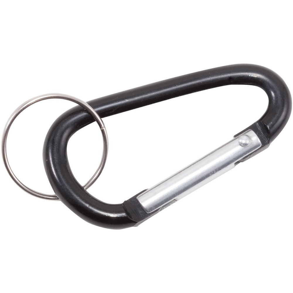 AVT75555 - D-shaped, carabiner key chain is made of solid aluminum for strength and durability. Strong spring hinge opens smoothly for attaching this carabiner to bags, backpacks and belt loops. The included split key ring conveniently holds keys, badge holders and more.