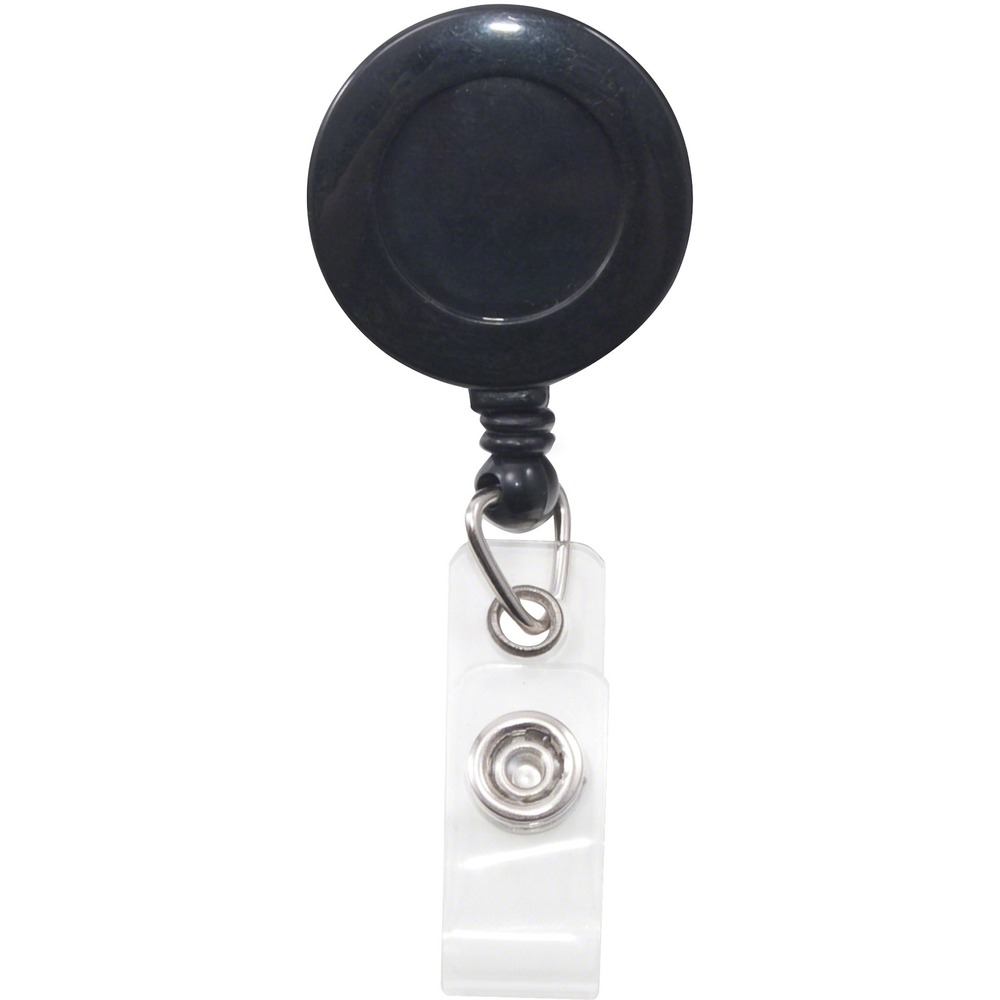 AVT75548 - Swivel-back, retractable ID reel connects easily to any ID card or name badge (sold separately). Clear badge holder snaps closed and fastens securely. Handy swivel spring clip quickly attaches to your clothing while allowing the reel to rotate for additional convenience. Retractable cord extends up to 30" for a quick, easy way to swipe or scan your badge.
