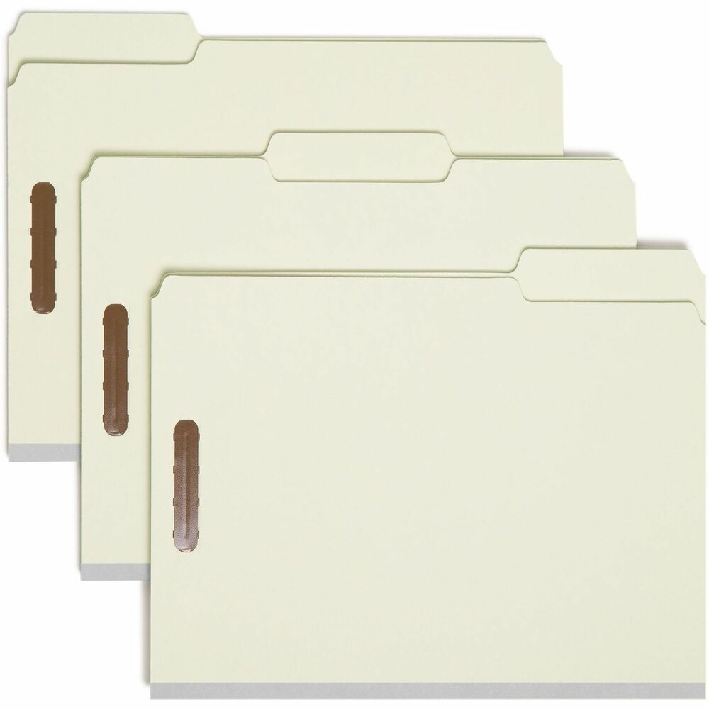 SMD15004 - Pressboard Fastener Folders are made with a high percentage of recycled material for the environmentally conscious office. With a 2" expansion, these letter-size folders are made for large, bulky files that are frequently used. They are ideal for project files, real estate transactions, loans, legal files or anytime you need to keep large amounts of paperwork in sequential order for frequent reference. Design includes two 2" prong K-style fasteners, 25 point pressboard stock, and 1/3-cut tabs in assorted positions.