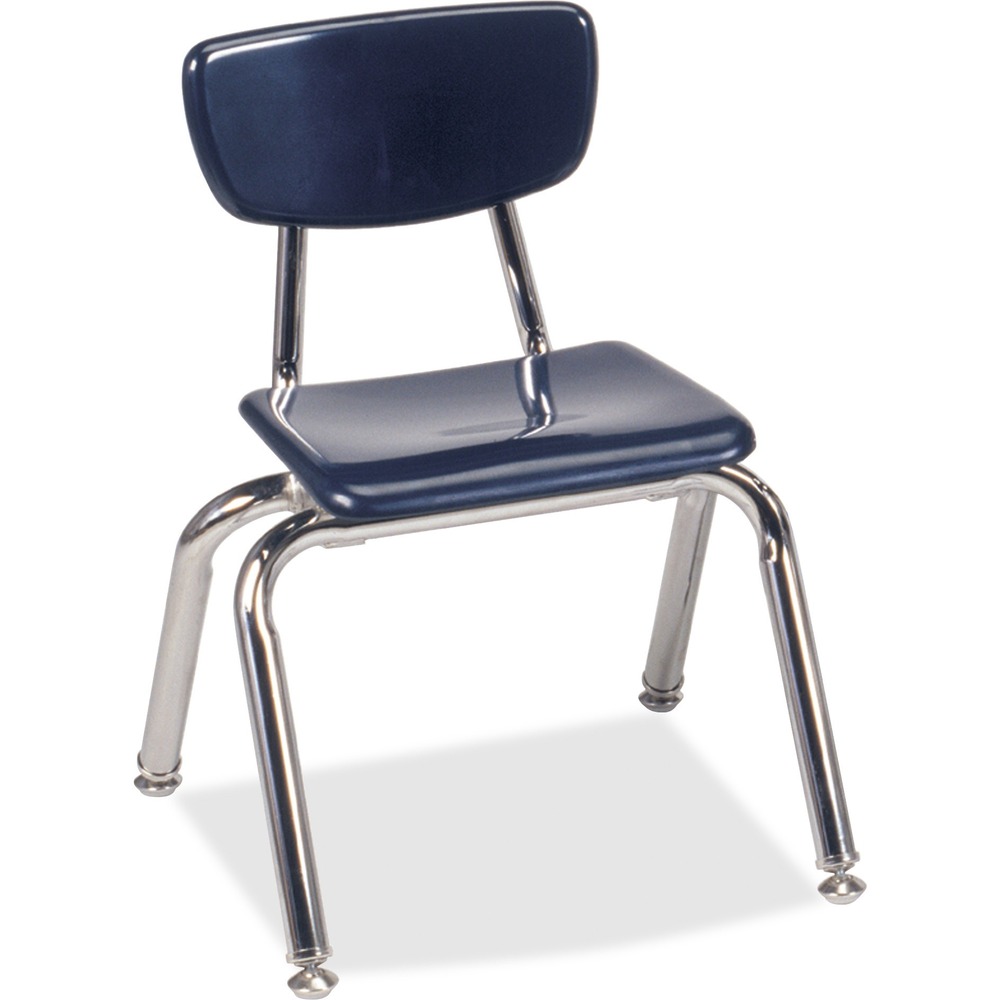 VIR3012C51 - The 3000 Series 4-Leg Stack Chairs retain a bright, fresh look semester after semester. They are constructed of colorfast, scratch-resistant, flameproof, Martest 21. Hard plastic seats and separate backs are remarkably chip-resistant. Tubular steel frame in chrome offers dependable support. Nylon glides are ideal for most surfaces. With a 12" seat height, these chairs are recommended for preschoolers, kindergartners and first-graders.