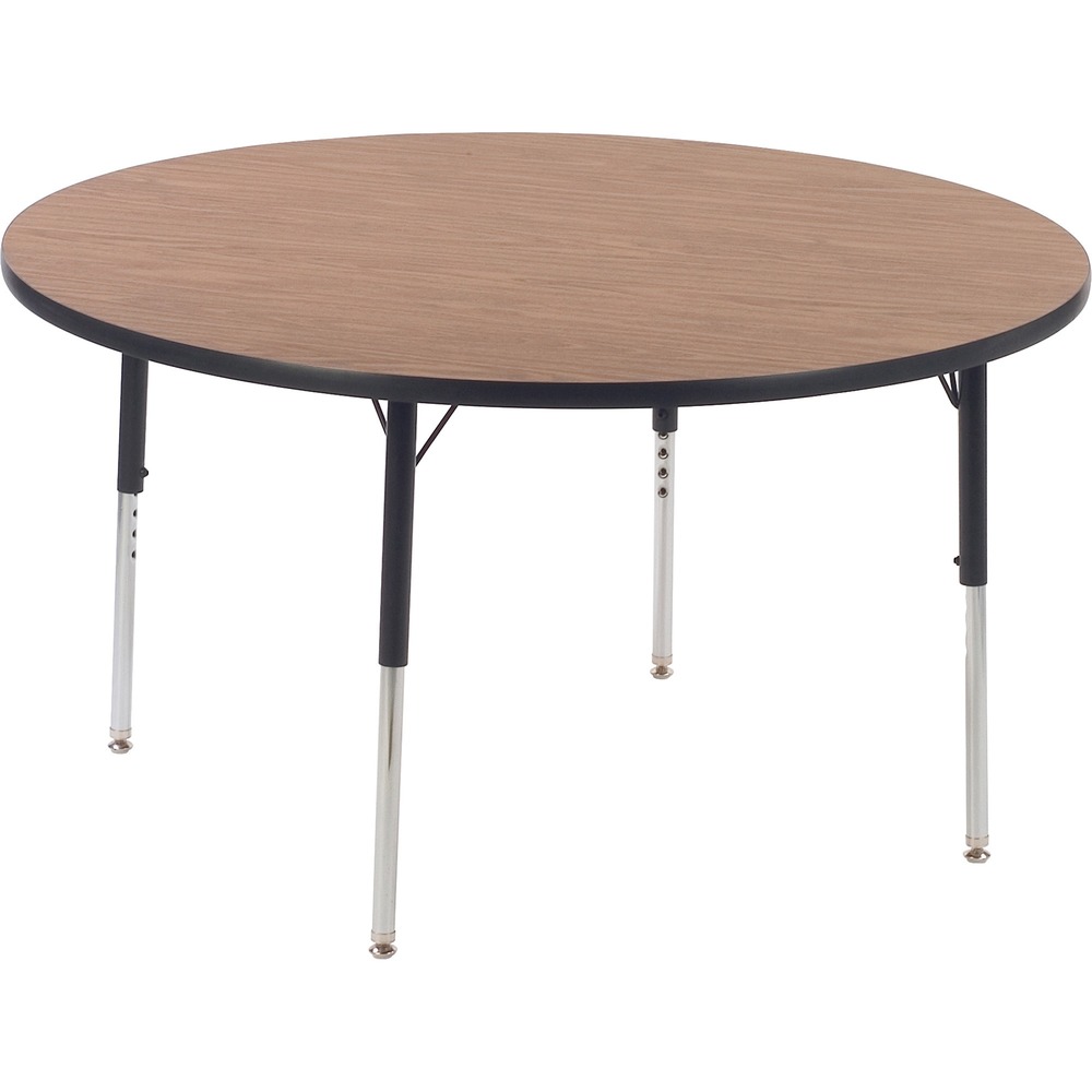 VIR4848RE84 - Create a welcoming, fun space with this 4000 Series Activity Table. Round construction is perfect for activities and engaging students. Versatile table works in classrooms, dining areas and conference centers. Multiple tables (not included) with complementary designs can nest together for space-saving storage. Regroup into new patterns that reinforce the idea of creative thinking. Tubular steel legs and high-pressure, laminate surface provide strength and durability. Charcoal black frame with medium oak, laminate top adds a traditional appearance for a classic touch.