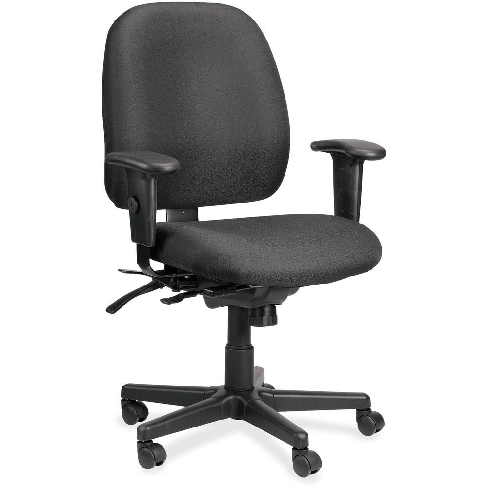 EUT49802AT33 - 4x4 Task Chair is an economical chair that provides all-day comfort with its contoured cushions and ergonomic features. Tilt-tension control with tilt lock allows you to adjust the recline rate based on your weight. Center tilt with adjustable tension gives you the ability to rock. Back-angle adjustment sets the back angle for personalized comfort in a reclined position. Seat-height adjustment allows you to set the height to the desired position relative to the floor. Waterfall seat slopes to reduce pressure on the back of your knees for extra comfort. Forward seat tilt changes the angle of the seat to enable proper ergonomic posture while using a computer keyboard. Arm-height adjustment allows you to move the arms up or down for proper ergonomic positioning. Ratchet-back height adjustment lets the backrest easily adjust relative to the seat for personalized lumbar region support and comfort. Foam seat and back add a soft, comfortable addition to any space.