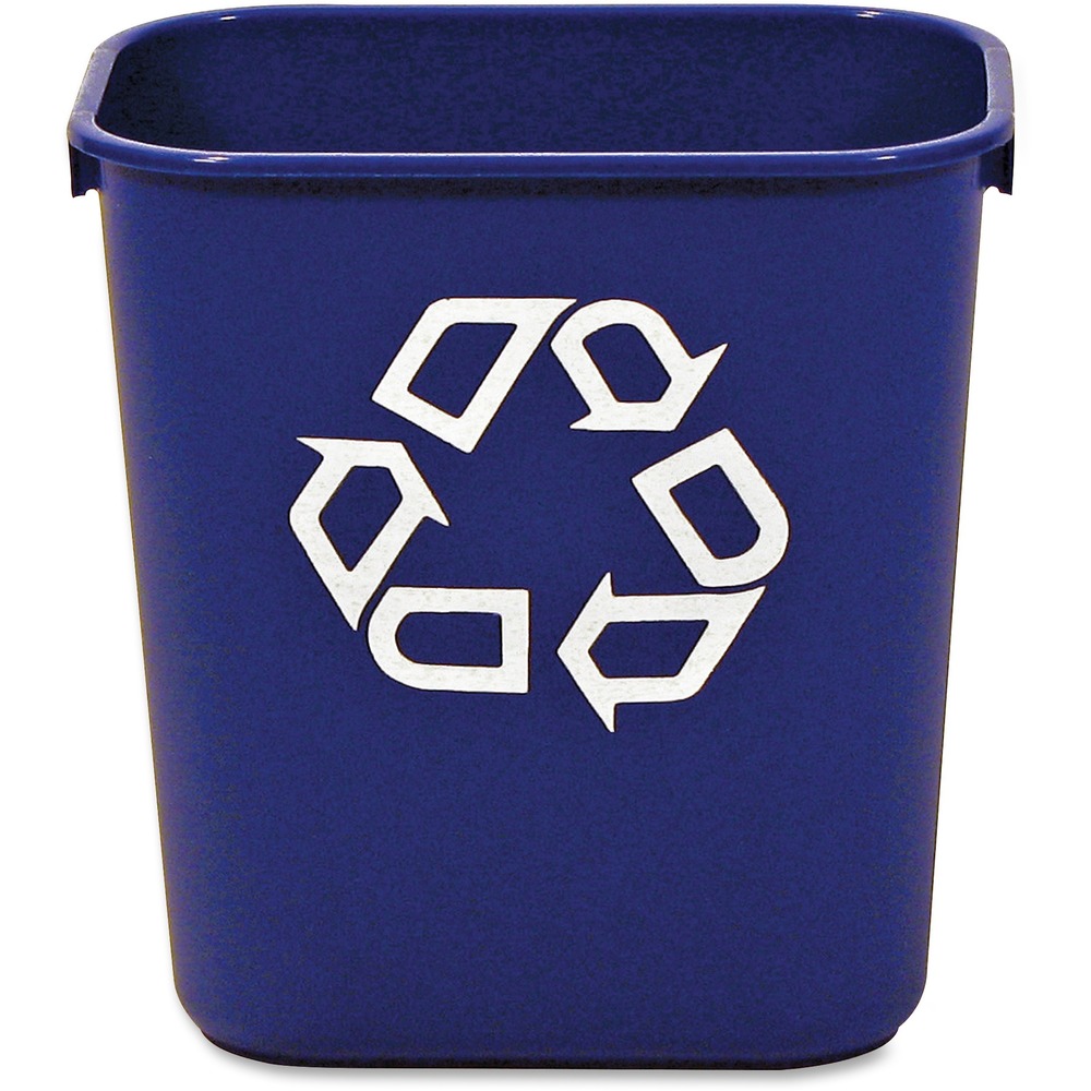 RCP295573BE - Deskside Recycling Container offers an easy and effective way to recycle paper. Compact design can fit easily under your desk so you can gather white paper for recycling instead of making frequent trips to the company recycling centers. Blue container features the universal recycle symbol on the side and contains post-consumer recycled resin exceeding EPA guidelines.