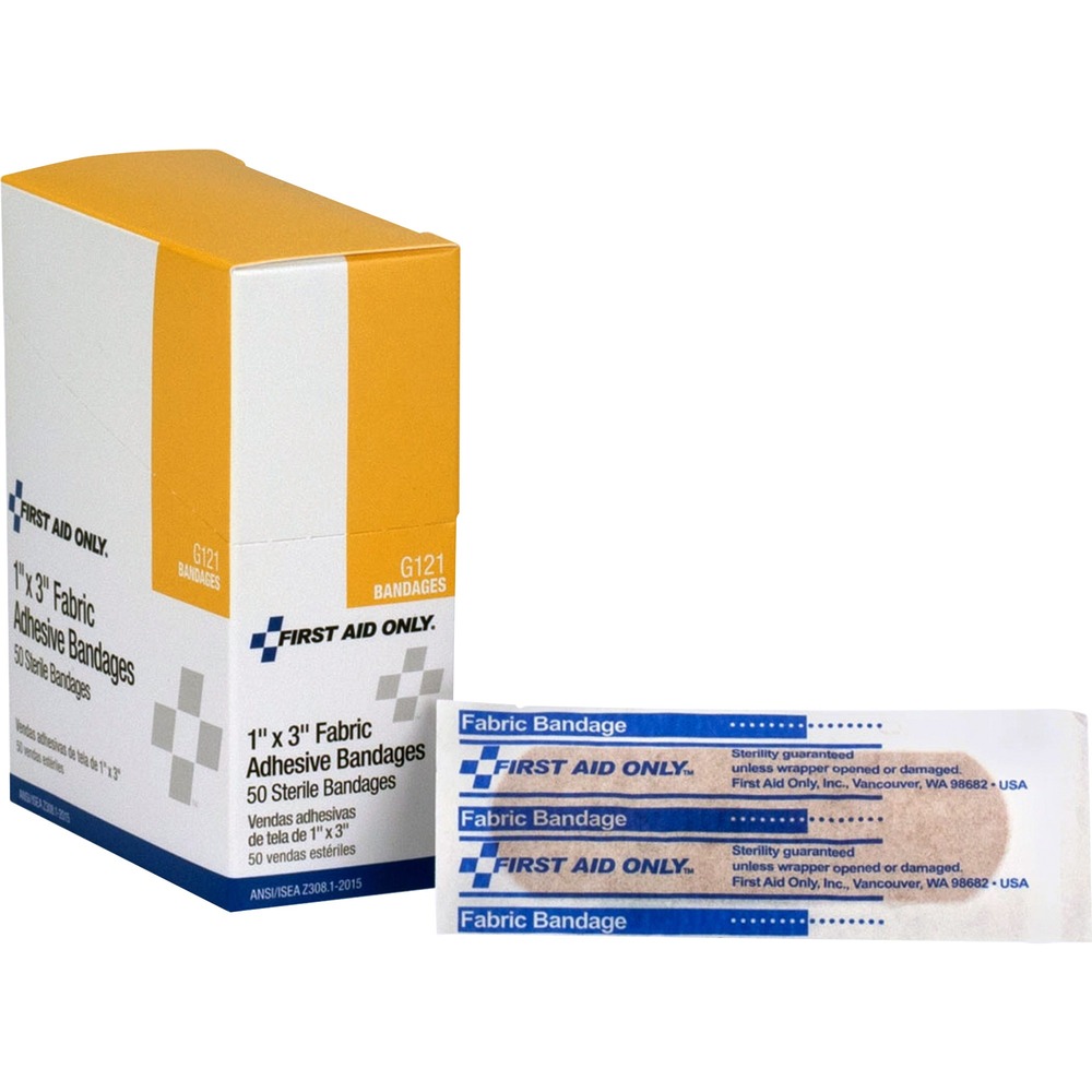 FAOG121 - Self-adhesive bandages are made of a pliable, woven fabric to easily conform to the wounded area for a comfortable fit. Ventilated construction allows air to flow freely to aid in the natural healing process. Nonadherent pad covers wounds without sticking for painless removal. Bandages are perfect for minor cuts, abrasions and puncture wounds.