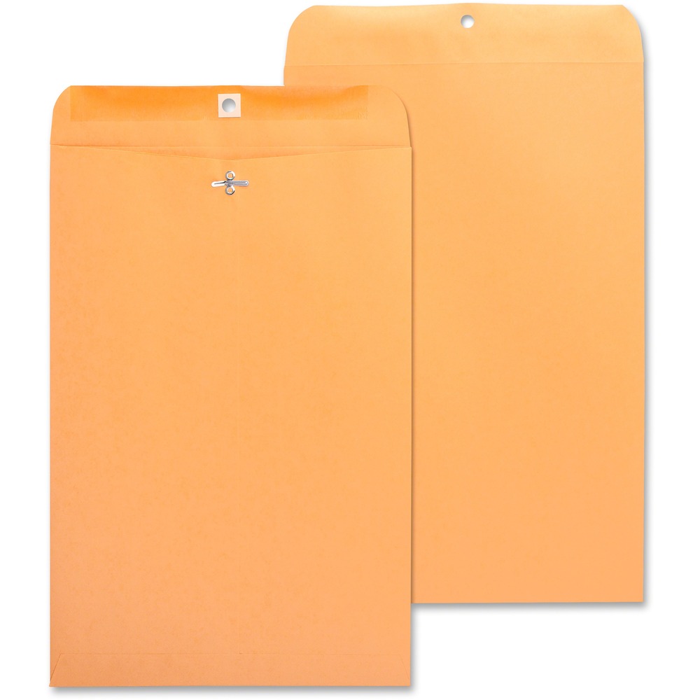 BSN36666 - Heavy-duty clasp envelopes feature an open-end style, reinforced clasps, and deep gumming on flaps for a secure seal. Metal clasp with rounded edges is plated for rust-resistance. Large flap and superior gumming secure documents inside. 28 lb.