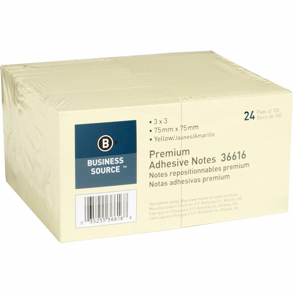 BSN36616 - Repositionable notes stay firmly in place. Apply and reapply. Adhesive notepads use solvent-free adhesive. Each pad contains 100 sheets.