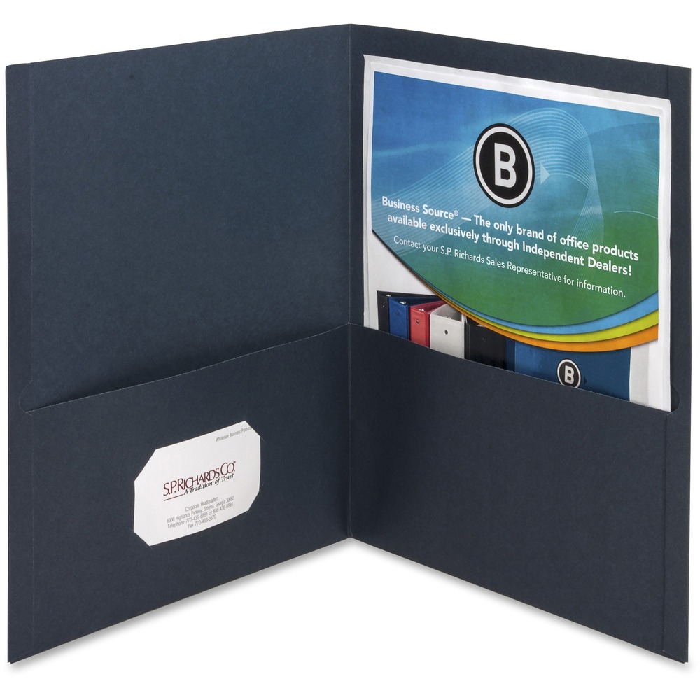 BSN78492 - Folders offer convenient pockets inside front and back covers. Pockets hold up to 100 sheets of letter-size, loose paper. Inside front pocket features business card holder. Folders are made of sturdy paper stock.