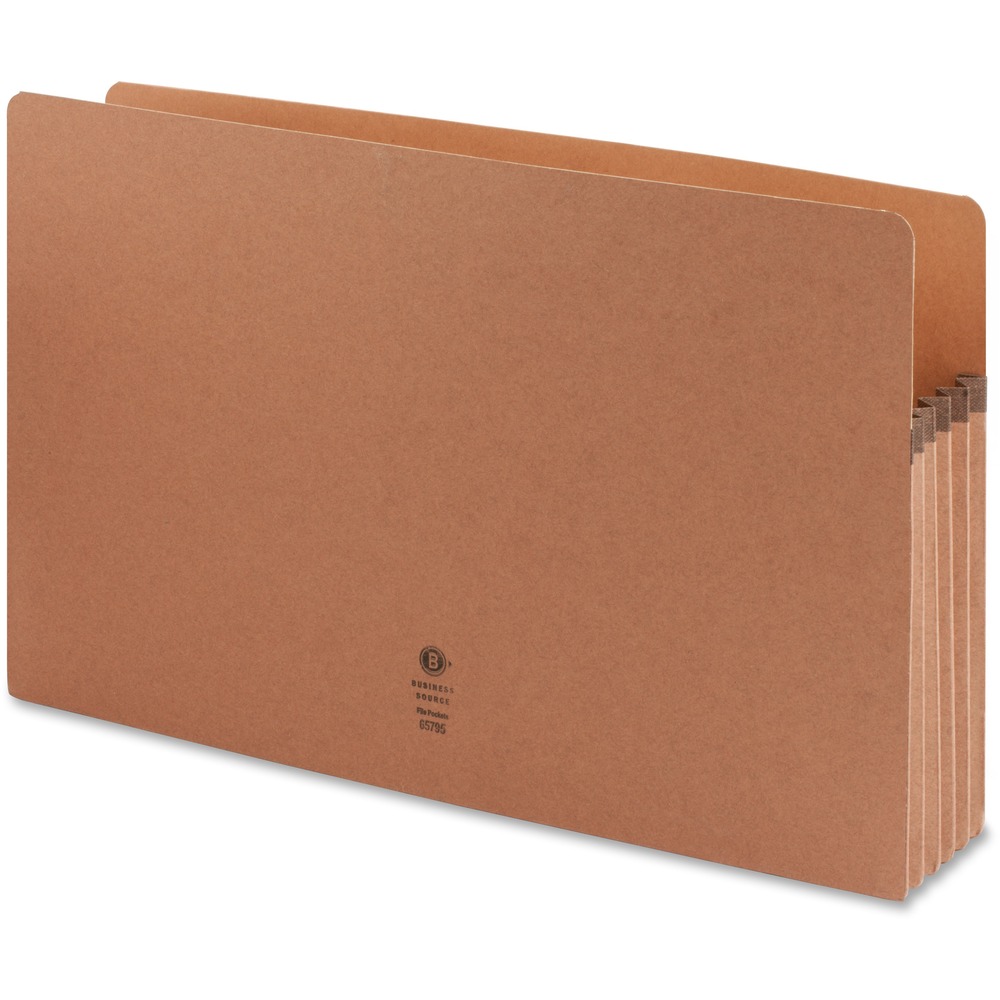 BSN65795 - Sturdy file pocket manages bulky records with an accordion design that easily allows expansion. Durable rollover Tyvek reinforcement at the top of the gusset makes the sides virtually tearproof. File pocket has a drop-front style for easy access. File pocket is made of redrope stock.