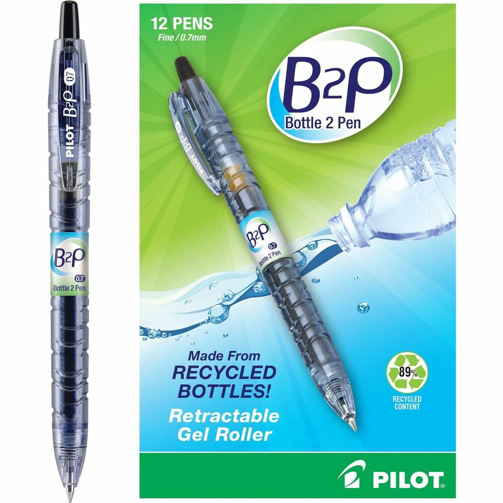 PIL31600 - B2P BeGreen Gel Pen is made from recycled plastic bottles and contains a high percentage of recycled material. Vibrant gel ink delivers smooth, effortless writing. Gel pen has a retractable fine point and is refillable for continued use with G2 refills. Gel pen also earned the prestigious Good Housekeeping Seal.