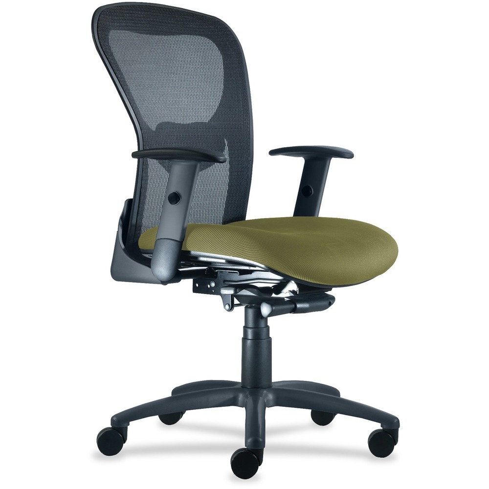 NTF1560Y2A8B112 - Ergonomic, sleek design of the Strata Mid Back Task Chair makes it a great choice for managerial and executive applications. Adjustable lumbar support provides comfortable, all-day seating. Black arms adjust in both depth and height. Sculpted back with breathable mesh, molded foam seat in fabric and heavy-duty, synchro-tilt control make Strata the perfect chair for superior, long-term comfort. Synchro-tilt control features a smooth and comfortable, 2:1 back-to-seat ratio. Four-position, multi-locking back offers built-in safety return. Other functions include 360-degree swivel, slide knob-tension adjustment and pneumatic seat-height adjustment from 17" to 21-1/2". Sleek lines with rounded corners give a contemporary look to a classic silhouette, making Strata inherently versatile and effortless. Weight capacity is 300 lb.
