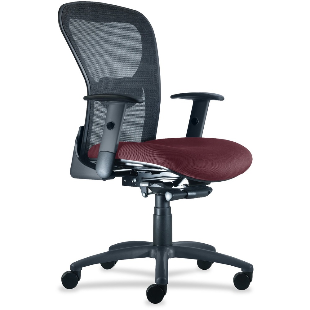 NTF1560Y2A8B114 - Ergonomic, sleek design of the Strata Mid Back Task Chair makes it a great choice for managerial and executive applications. Adjustable lumbar support provides comfortable, all-day seating. Black arms adjust in both depth and height. Sculpted back with breathable mesh, molded foam seat in fabric and heavy-duty, synchro-tilt control make Strata the perfect chair for superior, long-term comfort. Synchro-tilt control features a smooth and comfortable, 2:1 back-to-seat ratio. Four-position, multi-locking back offers built-in safety return. Other functions include 360-degree swivel, slide knob-tension adjustment and pneumatic seat-height adjustment from 17" to 21-1/2". Sleek lines with rounded corners give a contemporary look to a classic silhouette, making Strata inherently versatile and effortless. Weight capacity is 300 lb.